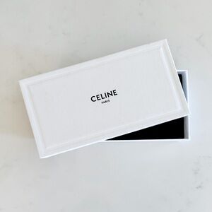 CELINE Paris White Cotton Linen Rectangular Gift Box